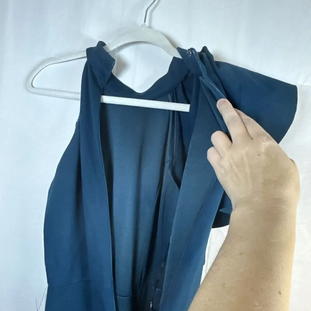 Lulus Margeaux Teal Cape Sleeveless Long Gown Size Small NWT - Picture 12 of 15